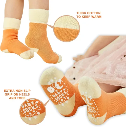Miniatura 3 de Calcetines de bebé de 12 a 36 meses antideslizante agarre calcetines con suela antideslizante para bebés niños pequeños niños y niñas 5 pares