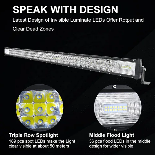 Miniatura 3 de SKYWORLD 52 pulgadas 675 W triple fila LED barra de luz delgada spot inundación Combo haz de trabajo conducción niebla lámpara barco iluminación