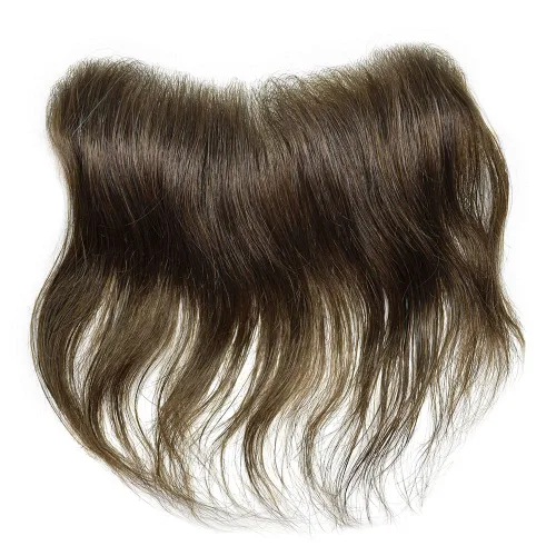Miniatura 5 de Peluca frontal de encaje francés para hombre para línea capilar en forma de V, piel fina, polipoliuretano, sistema de cabello humano natural