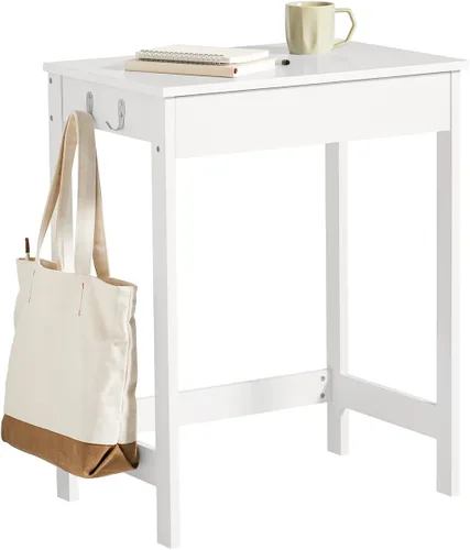 Miniatura 10 de SoBuy Escritorio pequeño con cajones de MDF, mini escritorio de 24 pulgadas con ganchos laterales, adecuado para niños y adolescentes en dormitorio