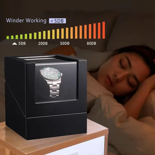 Miniatura 2 de Bobinadora de reloj para relojes automáticos individuales con motores silenciosos, pintura de piano por adaptador de CA o batería