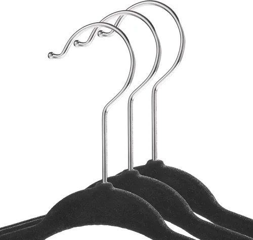 Miniatura 2 de Casafield 50 perchas de terciopelo para bebé, tamaño de 11 pulgadas para ropa de bebés y niños pequeños, color negro