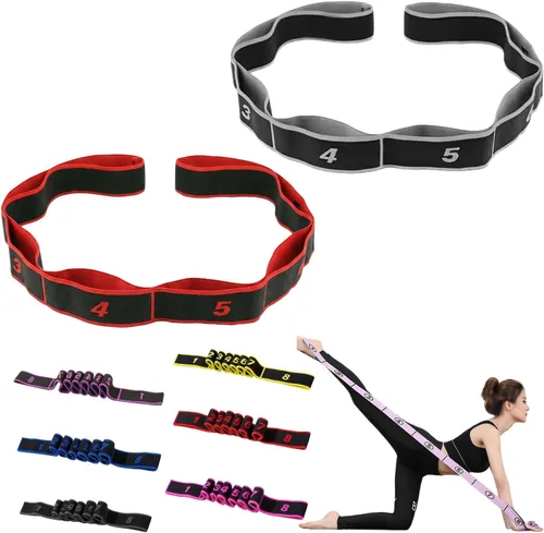 Miniatura 9 de Fitness Resistance Bands with Handles, Fitness Resistance Band for Stretching and Yoga, 8 Loops Elastic Exercise Bands, Exercise Resistance Bands