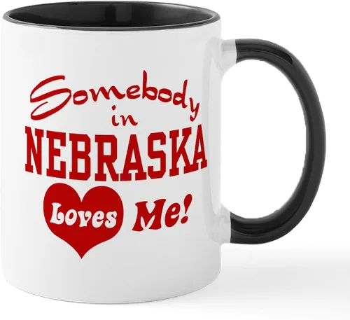 Miniatura 60 de CafePress I Love Nebraska Taza de café de cerámica de 11 oz (11.0 fl oz)