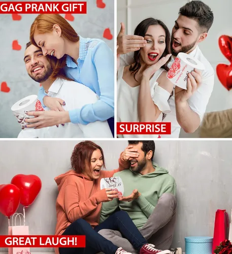 Miniatura 4 de Printed TP Papel higiénico impreso con texto en inglés "Happy Valentine" - Rollo de papel higiénico para San Valentín, decoración de baño, regalo