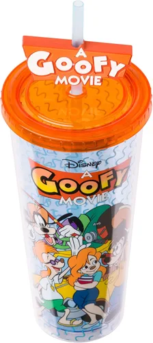 Miniatura 3 de Silver Buffalo Disney Una Loca Aventura de Goofy con Goofy, Max Goof, Roxanne y Bobby Zimuruski - Vaso de plástico para bebidas frías con tapa