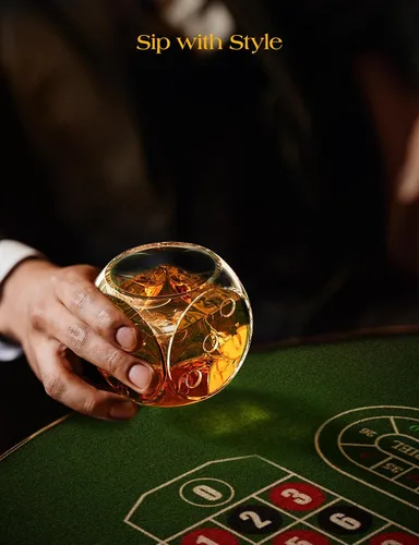 Miniatura 4 de Kollea Juego de decantador de whisky con ranura para hombres, 50.7 onzas, estilo casino, decantador de whisky con 4 vasos de dados, regalos