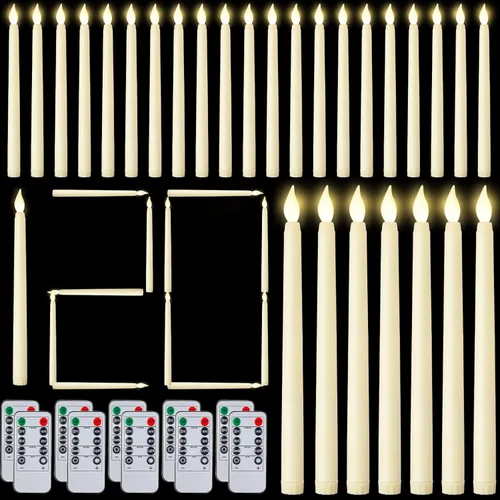 Miniatura 10 de Baquler 72 velas cónicas sin llama con control remoto y temporizador, candeleros de 11 pulgadas que funcionan con baterías, velas LED parpadeantes