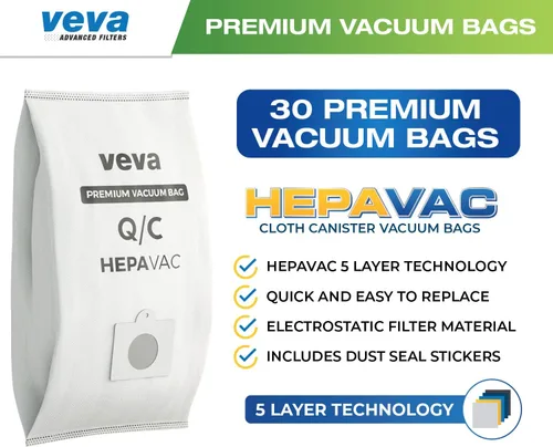 Miniatura 2 de Paquete de 30 bolsas de vacío HEPA tipo Q/C 53292 para aspiradoras Kenmore 5055, 50558, 53291, 53292, Series 600, 400, 200