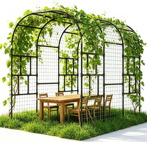 Miniatura 14 de DoCred Enrejado de arco de jardín alto para plantas trepadoras, 87 pulgadas de alto, soporte de metal para plantas trepadoras, arcos de enrejado