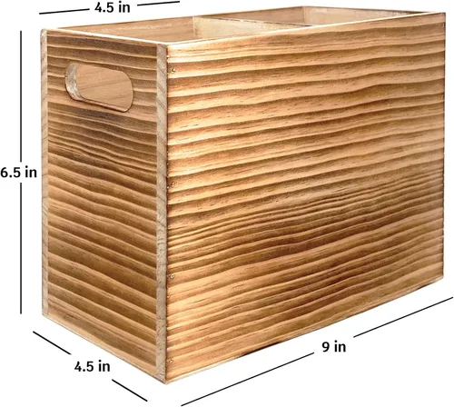 Miniatura 3 de Soporte de utensilios de madera para encimera de cocina, organizador grande de utensilios de 2 compartimentos para encimera, soporte de herramientas