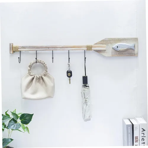 Miniatura 9 de DOITOOL Gancho decorativo para colgar en la pared, perchero de madera, ganchos náuticos, decoración de peces de madera, colgador de pared náutico