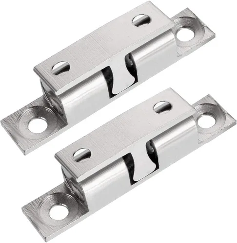 Miniatura 6 de uxcell 2 unids armario puerta armario latón bola captura tensión pestillo 1.575 in longitud tono plateado
