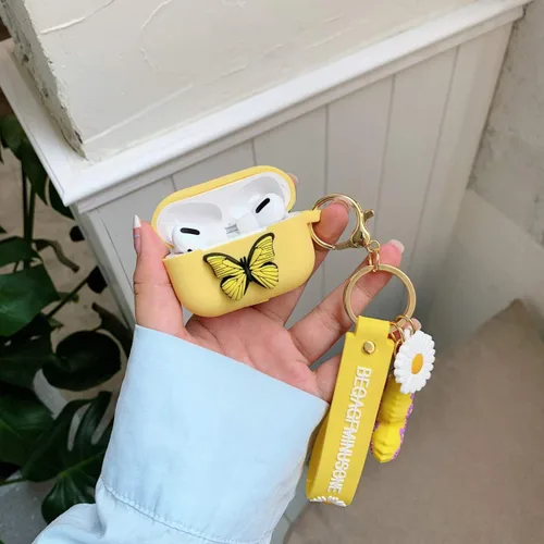 Miniatura 3 de Funda de mariposa AirPods Pro, funda de silicona a prueba de golpes 3D para Airpods 3, llavero para mujeres y niñas, regalo compatible con Apple