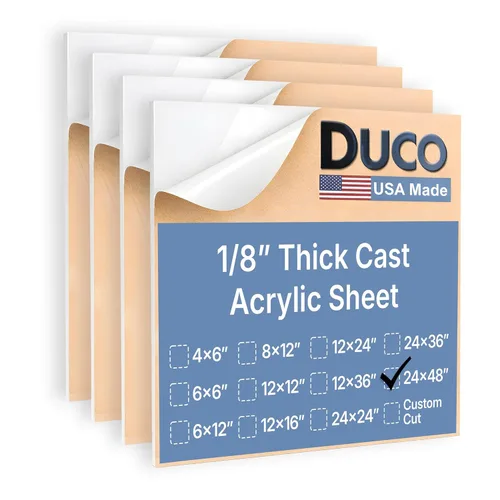 Miniatura 75 de Duco - Hoja de acrílico fundido transparente hecha en Estados Unidos, 1/8 de pulgada de grosor, 12 x 12 pulgadas, 1 paquete de láminas de plexiglás
