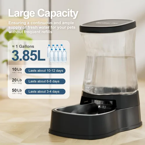 Miniatura 3 de Dispensador automático de agua por gravedad para perros, tazón dispensador de agua de acero inoxidable de 1 galón para perros y gatos, dispensador
