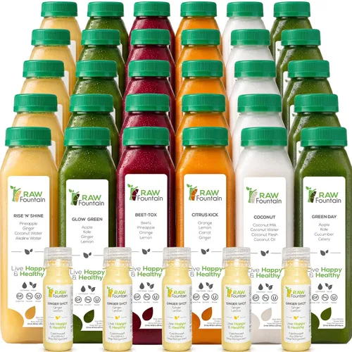 Raw Fountain, limpieza de jugo de 5 días de limpieza natural de desintoxicación cruda, jugo para restablecimiento corporal, jugo prensado en frío