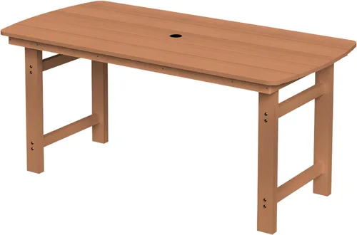 Miniatura 15 de Juego de comedor de patio al aire libre de HDPE con mesa y 6 sillas, juego de mesa y sillas de 7 piezas para todo clima, agujero para sombrilla de 2