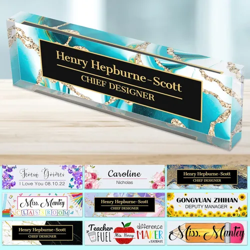 Miniatura 17 de Placa de nombre de escritorio personalizada para profesores, placa de nombre para escritorios, placa de escritorio de vidrio acrílico transparente