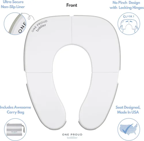 Miniatura 5 de One Proud Toddler Asiento de viaje para orinal de alta calidad, compacto, antideslizante, fabricado en Estados Unidos, bisagras de bloqueo sin