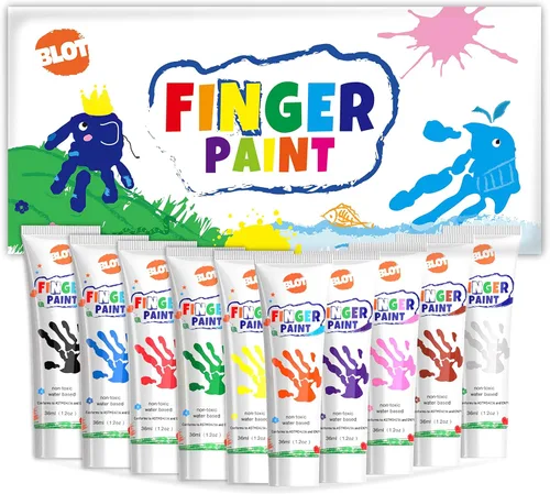 Pintura de dedos lavable para niños pequeños, suministros de arte, regalo para pintura a mano de bebé, manualidades, no tóxica, 10 colores, 1.4 fl