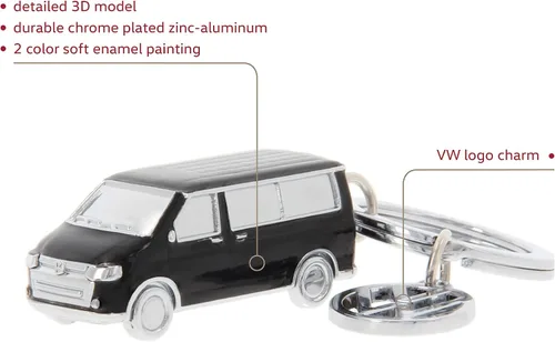 Miniatura 3 de BRISA VW T5/T6 Bus Campervan - Colgante con llavero 3D con dije VW, idea de regalo para los fanáticos de Volkswagen (cromado, esmaltado), Negro