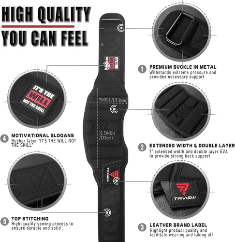 Miniatura 2 de Weight Lifting Belt, Weightlifting Belt,Workout Gym Powerlifting Belt 7 inch,Fitness Back Support for Cross Training, Squats, Lunges