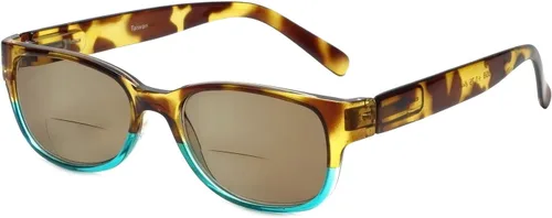 Calabria 4373SB Classic BiFocal Reading Sunglasses Women Tinted Bi-Focal Sun Glass Readers Trendy Chic w/Matching Soft Case Tortuga y azul