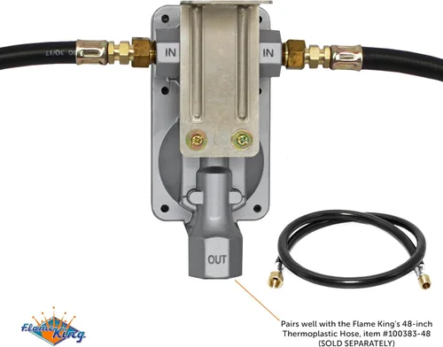 Miniatura 7 de Flame King KT15ACR-2 Regulador de gas propano LP de cambio automático de 2 etapas con dos coletas de 15 pulgadas para vehículos recreativos