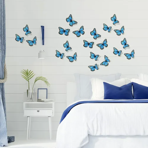 Miniatura 3 de AQUEENLY Decoración de mariposa monarca de 4.72 pulgadas, mariposas azules para manualidades, mariposas falsas de alta calidad, decoración de pared