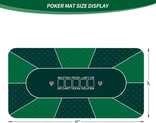 Miniatura 2 de nuveti Mesa de póquer de 47 x 24 pulgadas, cubierta de mesa de póquer portátil Texas Hold'em, mesa de póquer plegable, parte inferior de goma 47 X
