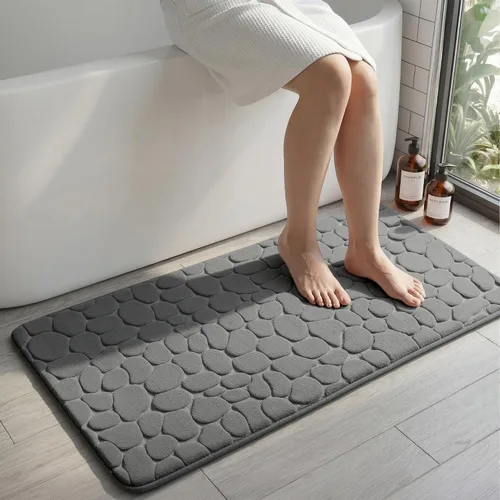 Miniatura 56 de YIHOUSE - Alfombra de espuma viscoelástica para pasillo, alfombras de baño con patrón de adoquín, superabsorbentes, alfombras de baño lavables a