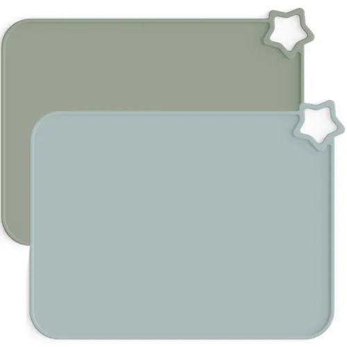Moonkie Manteles individuales de silicona para bebés y niños, a prueba de manchas, antideslizantes, tapete de mesa para comer con 2 paquetes