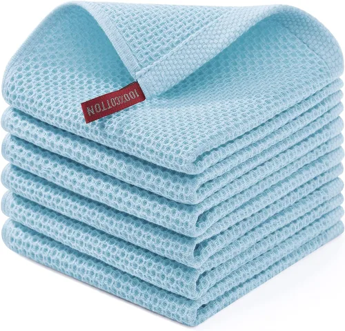Miniatura 112 de Homaxy Paños de cocina de 100% algodón con tejido de gofre, ultra suaves, absorbentes, de secado rápido, 12 x 12 pulgadas, paquete de 6, amarillo