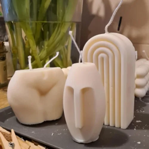 Miniatura 5 de Moldes geométricos de arco iris para velas, molde de silicona en forma de U a rayas, moldes epoxi de líneas abstractas para hacer velas y hornear