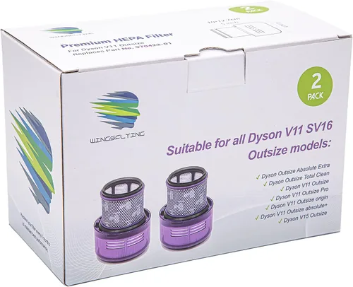 Miniatura 8 de Paquete de 2 piezas de repuesto de filtros de vacío compatibles con aspiradora Dyson V11 SV16 de tamaño grande, comparado con la parte 970422-01