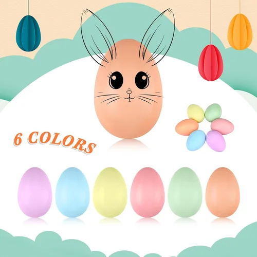 Miniatura 4 de Geiserailie 24 huevos de cerámica de Pascua de 2.44 pulgadas, cesta de huevos de Pascua para manualidades, decoración de fiesta, juego de Color suave
