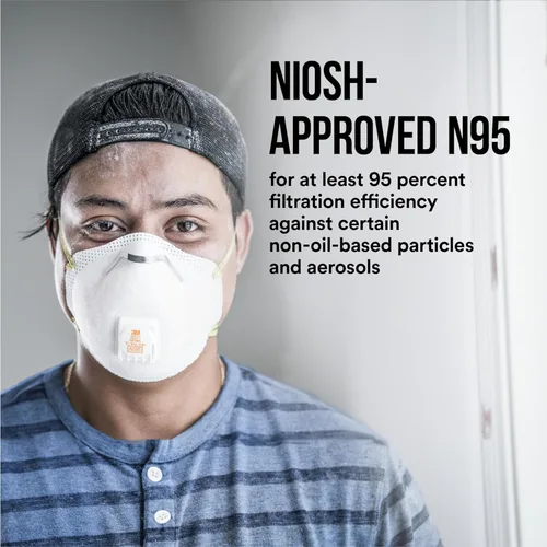 Miniatura 15 de 3M Respirador N95 8511, Válvula de Flujo Fresco, Paquete de 10, APROBADO POR NIOSH, Medios Filtrantes Avanzados Para Respiración Fácil, Cómodo Para