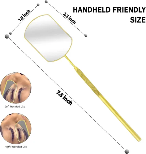 Miniatura 3 de SIVOTE Herramienta de pestañas para extensiones de pestañas, espejo de belleza de acero inoxidable con diseño rosa mejorado, accesorio de pestañas