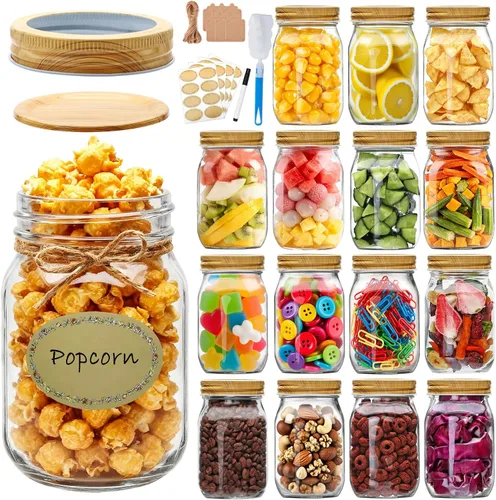 Miniatura 10 de Accguan Tarros Mason de 8 oz / 8.5 fl oz con tapas herméticas, tarro de vidrio con tapas regulares, tarro de vidrio transparente ideal