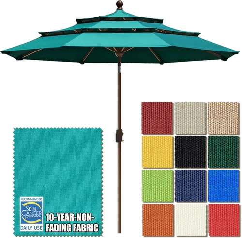 Miniatura 39 de EliteShade USA Sombrilla de Mercado de 10 Años Sin Decoloración de 9 Pies 3 Niveles Sombrilla de Patio Sombrilla de Mesa para Exteriores con Beige