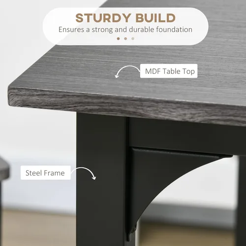 Miniatura 3 de HOMCOM Mesa de barra de altura de mostrador de 5 piezas con diseño que ahorra espacio, juego de mesa de cocina cuadrada y sillas con reposapiés