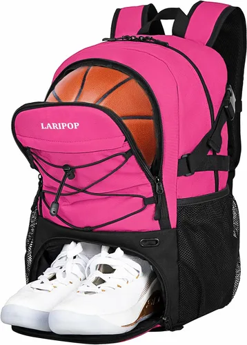 Miniatura 14 de LARIPOP Basketball Backpack with Ball Compartment - Ventilated Shoe Pocket Fits US Size 15, Water Resistant 30L Sports Bag for Men Women Teen