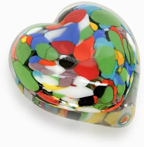 Miniatura 10 de Ca D Oro - Adorno de corazón de cristal grande – Pisapapeles de corazón rojo soplado a mano, regalo decorativo de corazón de cristal rojo, elegante