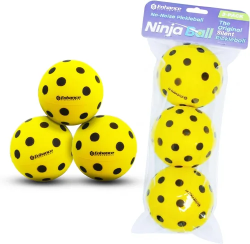 Enhance Pickleball Ninja Ball - Juego de 3 bolas de pickleball silenciosas originales de espuma de pickleball para una práctica silenciosa en casa,