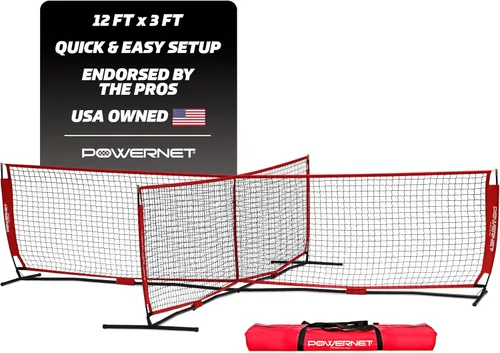 PowerNet Red de tenis de fútbol de 4 vías, divertido equipo de juego y entrenamiento, juega en el parque o la playa, 2 tamaños