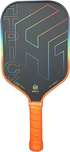 Pickleball Paddles, Carbon Fiber Pickleball Paddle High Grit & Spin with PP Honeycomb Core 16mm Thickness and Thermoformed Elongated Shape, Naranja