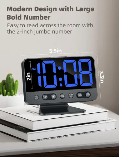 Miniatura 2 de Odokee Despertadores digitales para dormitorios: atenuador de brillo número 5 en negrita, fácil de leer en toda la habitación, 5 sonidos de alarma