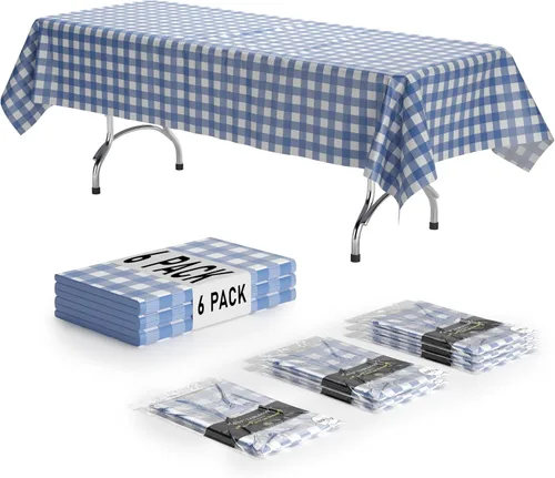 Miniatura 25 de Exquisite Cubierta de Mesa para Picnic - Paquete de 6 Manteles Premium Rectangulares de Plástico - Cubierta de Mesa para BBQ a Cuadros Negro