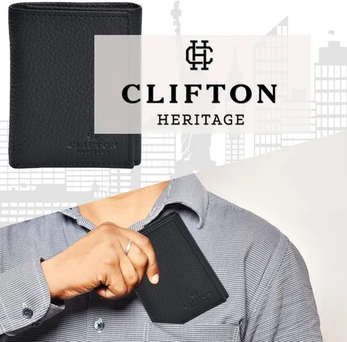 Miniatura 3 de Cartera de cuero para hombre, bloqueo RFID cartera de viaje inteligente con bolsillo frontal, delgada, color negro.